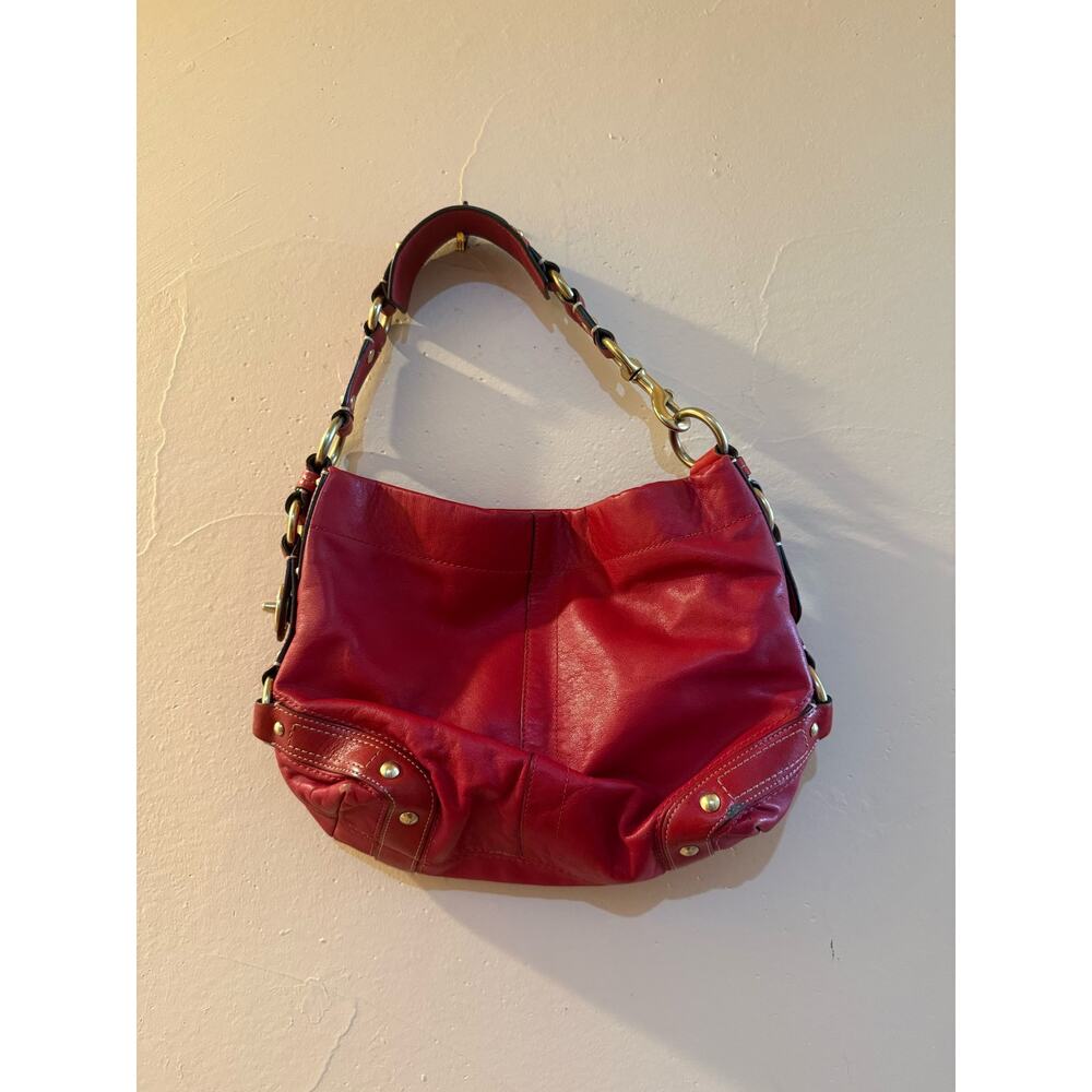 Coach 10615 Ergo Hobo Bag Red Leather Brass Hardware Y2K Hang Tag - Picture 6 of 12